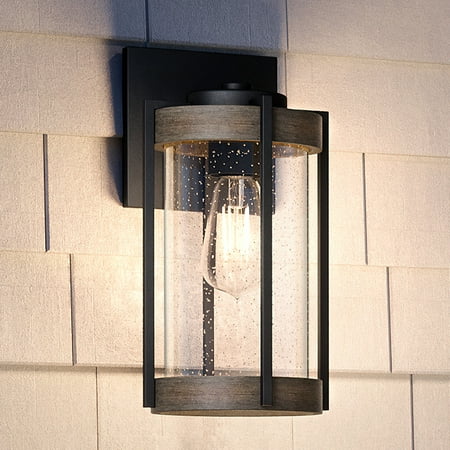 

Luxury Farmhouse Wall Sconce 14.5H x 7.375W with Modern Farmhouse Style Midnight Black UHP1351 by Urban Ambiance
