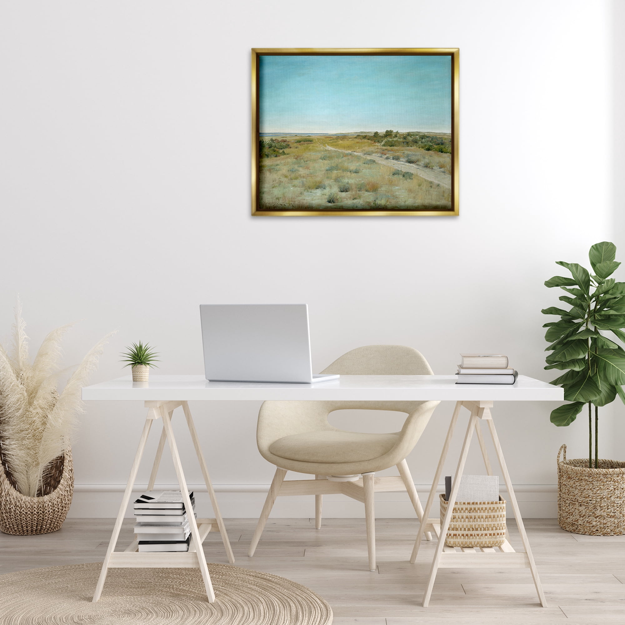 Stupell Industries Classic First Touch of Autumn Landscape & Nature Painting Gold Floater Framed Canvas Art Print Wall Art, 31 x 25