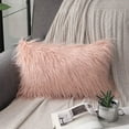 thumbnail image 2 of Phantoscope Merino Style Faux Fur Series Decorative Throw Pillow Bundle, 12" x 20"/20" x 20", Orange, 2 Pack, 2 of 5