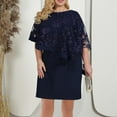thumbnail image 2 of Feancey Women's Plus Size Cape Dress Embroidery Lace Midi Dresses Elegant Mother off The Bride Dress for Women Cocktail Semi Formal Dresses Spring Sales Navy XL, 2 of 10