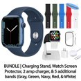 thumbnail image 1 of Apple Watch Serie 7 reacondicionado (GPS, 41 mm) con Caja de Aluminio Azul y Correa Deportiva Azul Abismo. Incluye 5 Correas Adicionales, Base de Carga, Protector de Pantalla y Cargador de 2 Amperios, 1 of 1