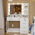 thumbnail image 5 of White Makeup Vanity with 10 Light Bulbs, Modern Vanity Desk with Mirror & Lighting,Vanity Table with 2 USB Ports,Makeup Desk with Storage Shelves and Drawers, 5 of 9
