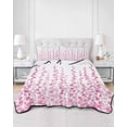 thumbnail image 2 of Quilt King Size Bedding Set, Pink Reversible Summer Quilt 3 Pieces, Polka Dots Watercolor Abstract Art Lightweight Bedspreads Coverlets with 2 Pillow Shams for All Seasons, 2 of 5