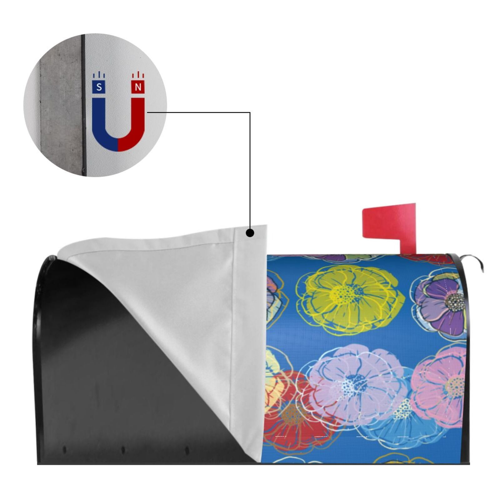 Xecao Colorful floral for Mailbox Cover with Magnetic Strips, Waterproof and Sunscreen, Adds a Decorative Touch to Your Garden Yard-21x18 in