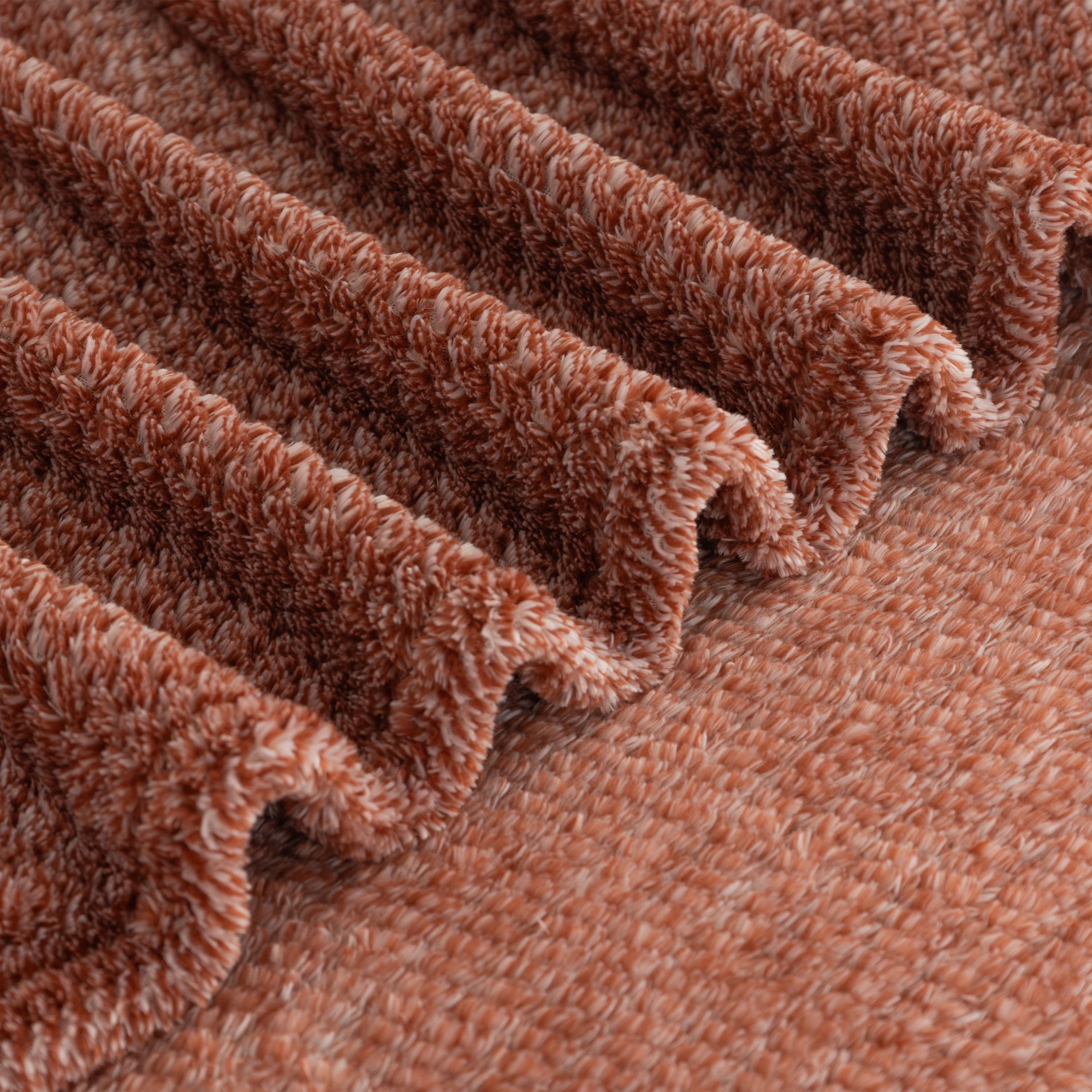 EcoThread Soft Plush Textured Heathered Oversized Couch Throw Blanket, Copper