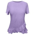 thumbnail image 5 of vigerkar Womens Fashion Short Sleeve Eyelet Tops Summer Casual Blouses Dressy Tops with Ruffle Hem (Purple, M), 5 of 6