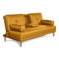 thumbnail image 3 of Sofá Cama De Lino Mostaza Modelo Coffey Makora Con Portavasos, 3 of 8