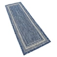 thumbnail image 2 of Unique Loom Outdoor Border Solid Tonal Rug 2' x 6' Runner Blue/Beige, 2 of 2