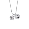 thumbnail image 2 of Delight Jewelry Silvertone Fleur di Lis - Round Seal Silvertone Script Initial Disc - K - Charm Necklace, 20"+3", 2 of 4
