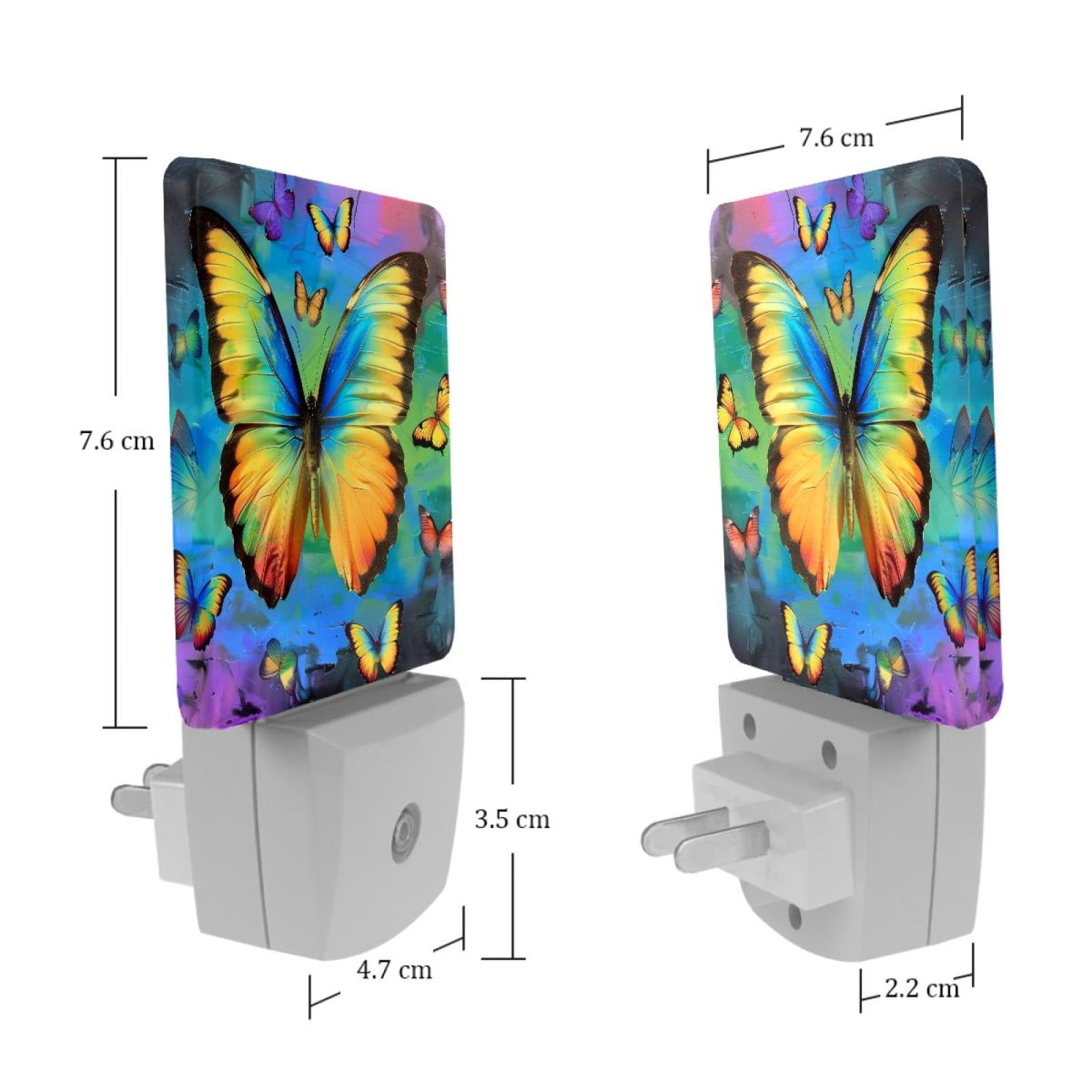 PhooArto Colored Butterfly Rainbow Plug in LED Night Light Auto Sensor Dusk to Dawn Decorative Night for Bedroom, Bathroom, Kitchen, Hallway, Stairs, Baby's Room, Energy Saving