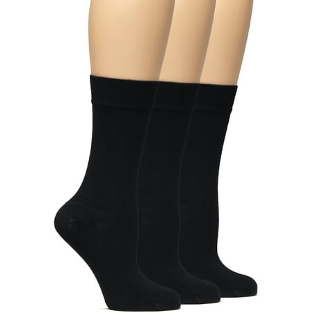 

Hugh Ugoli Womens Soft Bamboo Dress Socks Thin Crew Socks for Business Trouser & Casual Non-Binding & Breathable 3 Pairs Black Shoe Size: 6-9