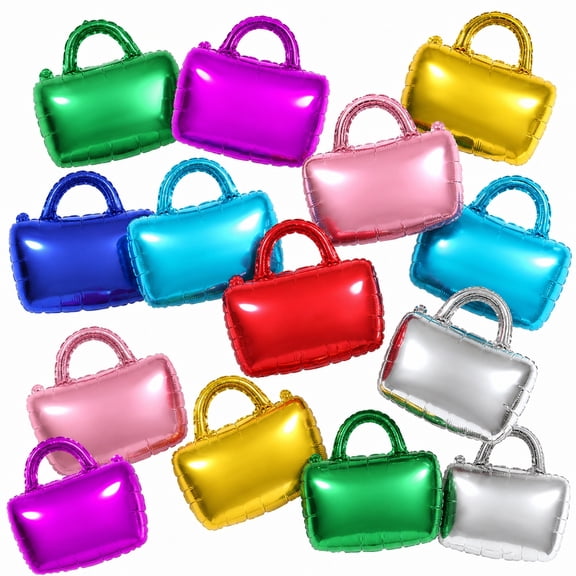 16Pcs Metallic Handbag Foil Balloons Set 20.08 Inch Multicolor Purse Shaped Balloons Fashion Theme Party Decorations for Birthday Bridal Shower Bachelorette Celebration