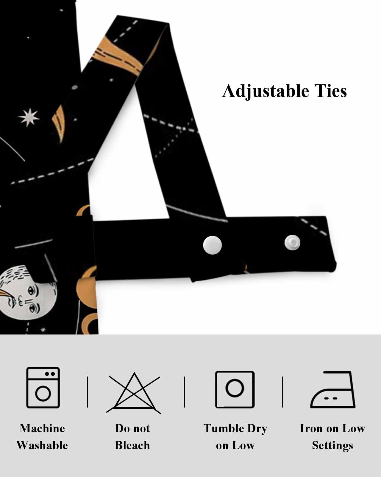Tarot Tie Up Valances Curtain, Adjustable Kitchen Sun Moon Valances for Windows Decor, Rod Pocket Short Curtains Set for Bedroom/Bathroom, 60"x18"