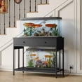 thumbnail image 6 of Heavy Duty Metal Aquarium Stand with Power Outlet – Fits 40-50 Gallon Tanks – 2 Storage Drawers – Adjustable Feet – 660LBS Capacity – Living Room Ladder Shelf – Color: Black, 6 of 6