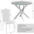 thumbnail image 5 of Round Dining Table Set for 4, Modern Glass Dining Room Table with Chairs, 5 Piece Kitchen Table and Chairs Set, for Living Room, Small Space (Include 4 White Chairs), 5 of 7