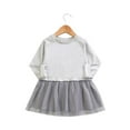 thumbnail image 2 of FamilyThread Girls Comfortable Dress Long Sleeve Dress Crewneck Cotton Solid Casual Pleated Dresses For 1-5Y, 2 of 3