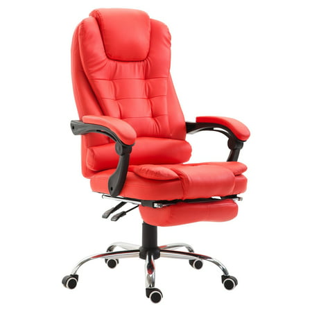 HOMCOM High Back Reclining PU Leather Executive Office Chair with Footrest