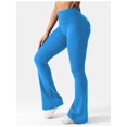 thumbnail image 4 of Flare Leggings with Pockets for Women Scrunch Workout Leggings Butt Lifting Gym Yoga Pants Work Pants Emerald Blue M, 4 of 6