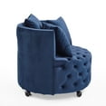 thumbnail image 6 of DEALTOPS Velvet Upholstered Swivel Chair for Living Room, with Button Tufted Design and Movable Wheels, Including 3 Pillows-Blue, 6 of 10