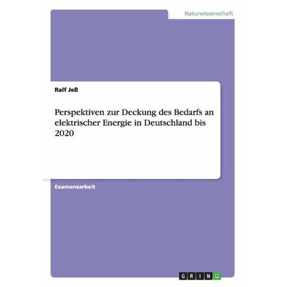 Perspektiven zur Deckung des Bedarfs an elektrischer Energie in Deutschland bis 2020 (Paperback)