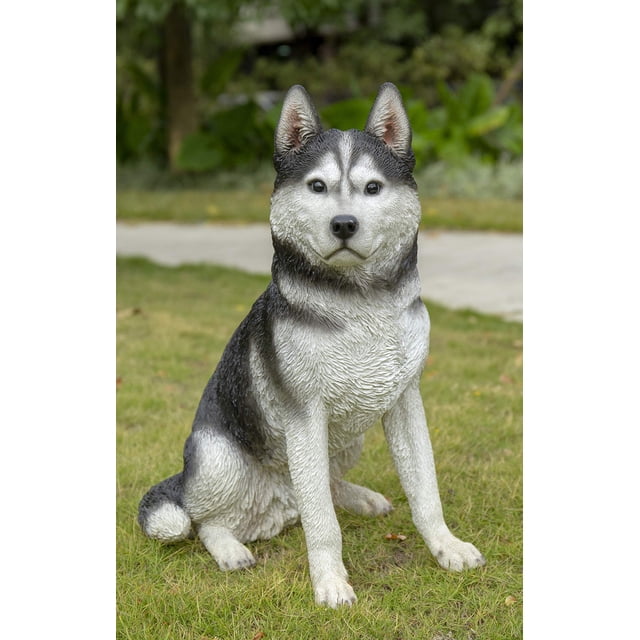 Husky siberiano grande blanco y negro de Sculpture Hi-Line Gift Ltd.