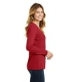 thumbnail image 3 of Port Company Ladies Long Sleeve Fan Favorite Neck Tee-L (Team Cardinal), 3 of 6