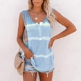 thumbnail image 4 of Camiseta sin mangas con botones sin mangas estampada con efecto tie-dye para mujer, azul, XL Vogacara AP002428-04, 4 of 5