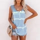 thumbnail image 4 of Camiseta sin mangas estampada sin mangas con estampado de teñido anudado para mujer, azul, L Scienceny AP002428-03, 4 of 5