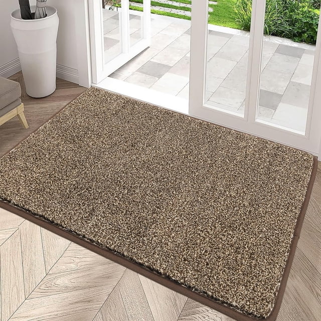Tapis de Porte Intérieur ”x” Absorbant Résistant à la Saleté Lavable Tapis de Porte d'Entrée Tapis Intérieurs pour Vestibule Antidérapant Tapis de Sol Intérieur Profil Bas Tapis de Porte Tapis d'Entrée Kaki
