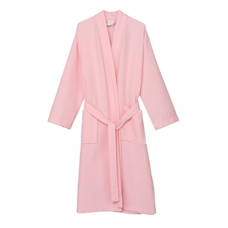

TowelSelections Women s Robe Kimono Waffle Spa Bathrobe Medium/Large Blushing Bride