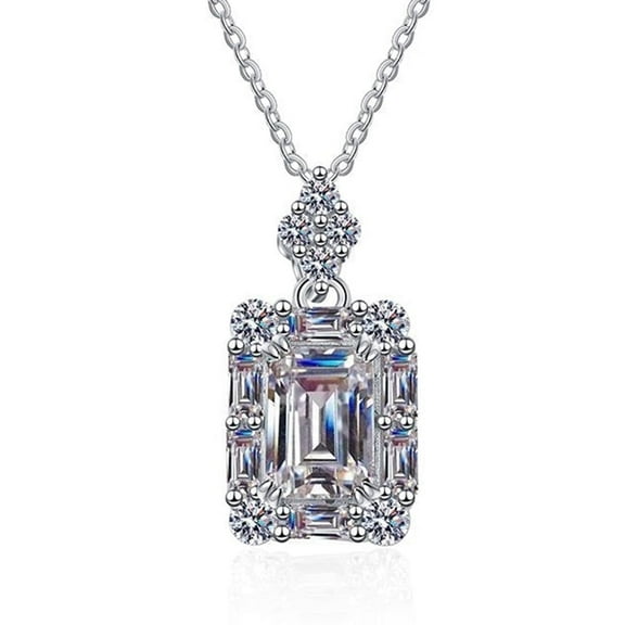 MOISSANDY Genuine Princess 1.0 ct Moissanite 925 Sterling Silver Women Necklace, 18 in