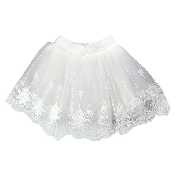 Zwiiyzr 2025 2-10Y Girls High Waist Tulle Skirts A-Line Mesh Tutu Skirts Dress for Toddler Girl White