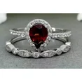 thumbnail image 2 of 2.40Ct Pear Cut Lab-Created Red Ruby Bridal Band Set Ring 14K White Gold Plated, 2 of 5