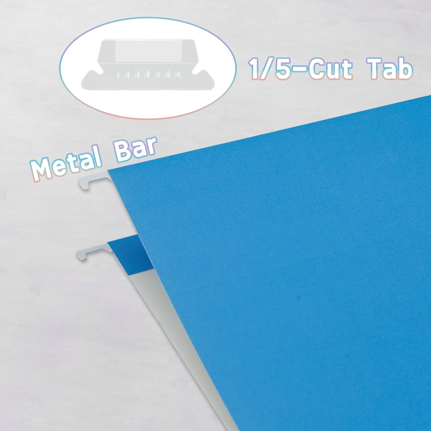 Blue Hanging File Folders,50 Packs Reinforced Hanging Folders,Designed for Bulky Files,Filing Cabinet,1/5 Adjustable Tabs for Office,School,Home