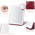 thumbnail image 4 of LED Travel Makeup Mirror, Rechargeable Vanity Mirror with Lights, Portable Mirror with Lights - 7x9 inches, 3 Colors Light, Foldable, Dimmable Touch Screen, Travel Essential (Wine Red), 4 of 6