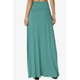 thumbnail image 2 of TheMogan Women's Casual Lounge Solid Foldable High Waist Draped Jersey Relaxed Long Maxi Skirt Dusty Teal 1X, 2 of 7