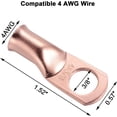 thumbnail image 2 of ORUYROP 10 Pcs Copper Lugs Ring Terminals Connectors, 3/8\u201d Stud Size for 4 AWG Wire. Battery Cable Ends, 2 of 6