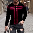thumbnail image 1 of Blusas y camisas de manga larga con cuello redondo para hombre, blusa informal de manga larga con cuello redondo y estampado de rayas, blusa de poliéster para hombre, 1 of 5