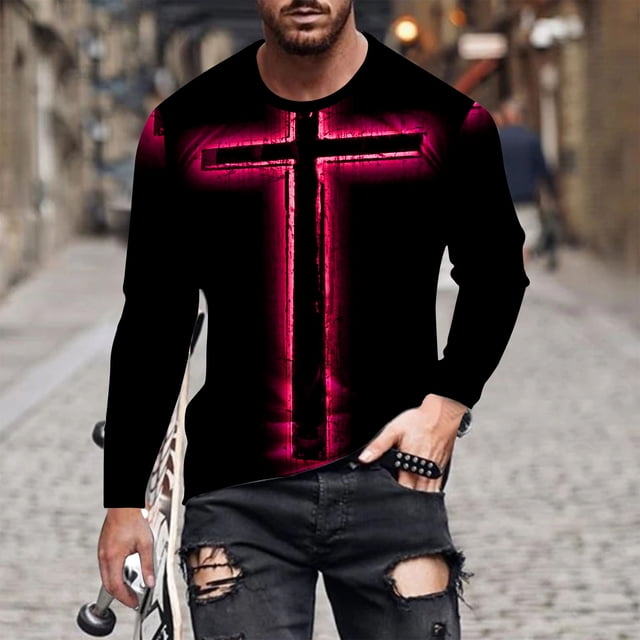 Blusas y camisas de manga larga con cuello redondo para hombre, blusa informal de manga larga con cuello redondo y estampado de rayas, blusa de poliéster para hombre