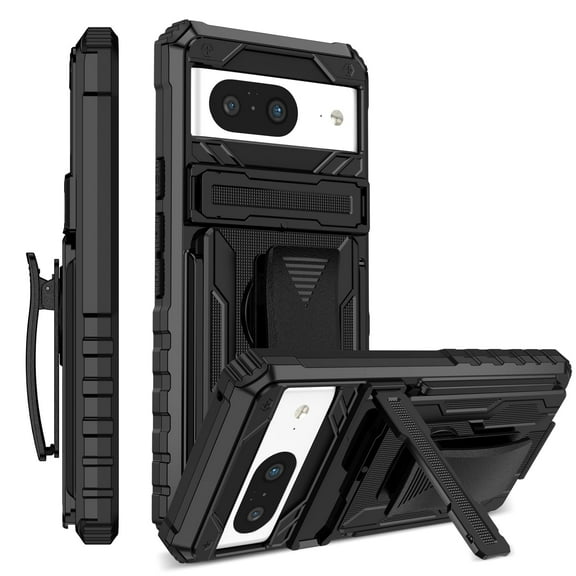 Allytechgroup Rotating Belt Clip, Kickstand Military Grade Drop Protection Cell Phone Case for Google Pixel 6a, Black
