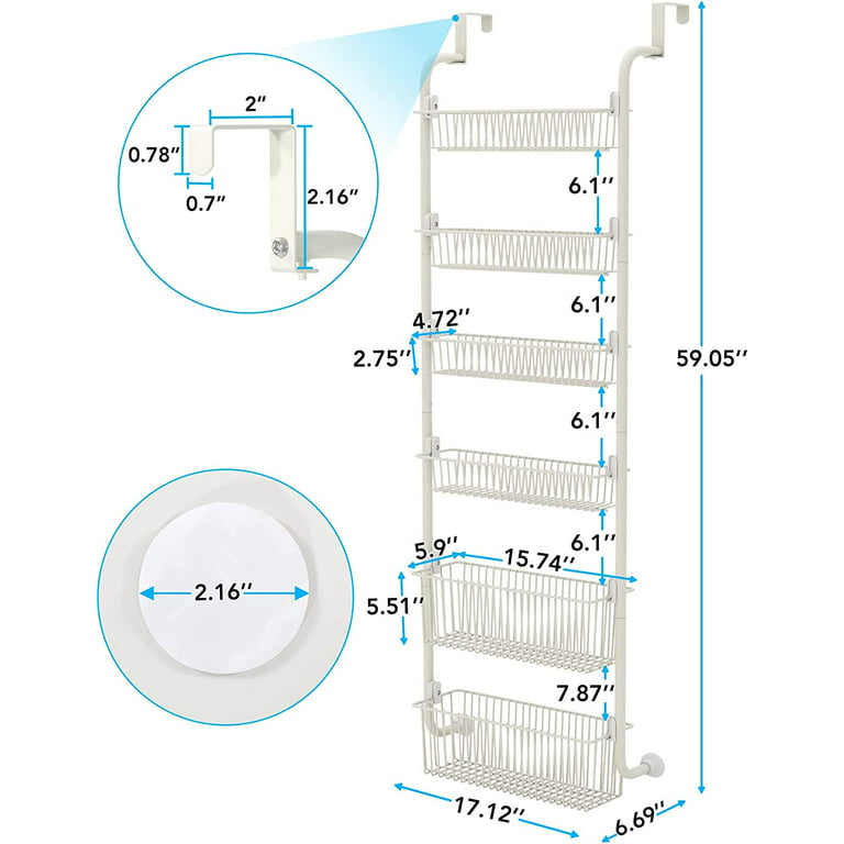 6-Tier Over The Door Pantry Organizer, ZRSDIXKI Heavy-Duty Metal Pantry  Door Organizer, Door Spice Rack Hanging Storage for Kitchen Pantry 