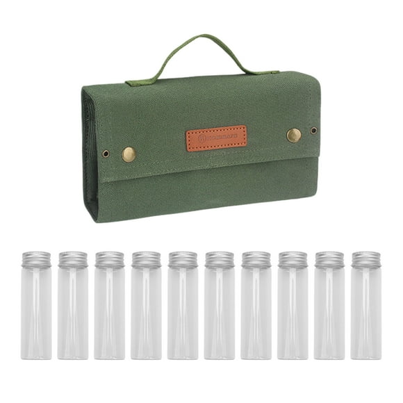 Yuarrent Bolsa de especias de lona para barbacoa, Kit de herramientas para condimentar de 9 piezas para acampar, barbacoa, especias portátiles Kits de desorden para acampar Ejercito verde