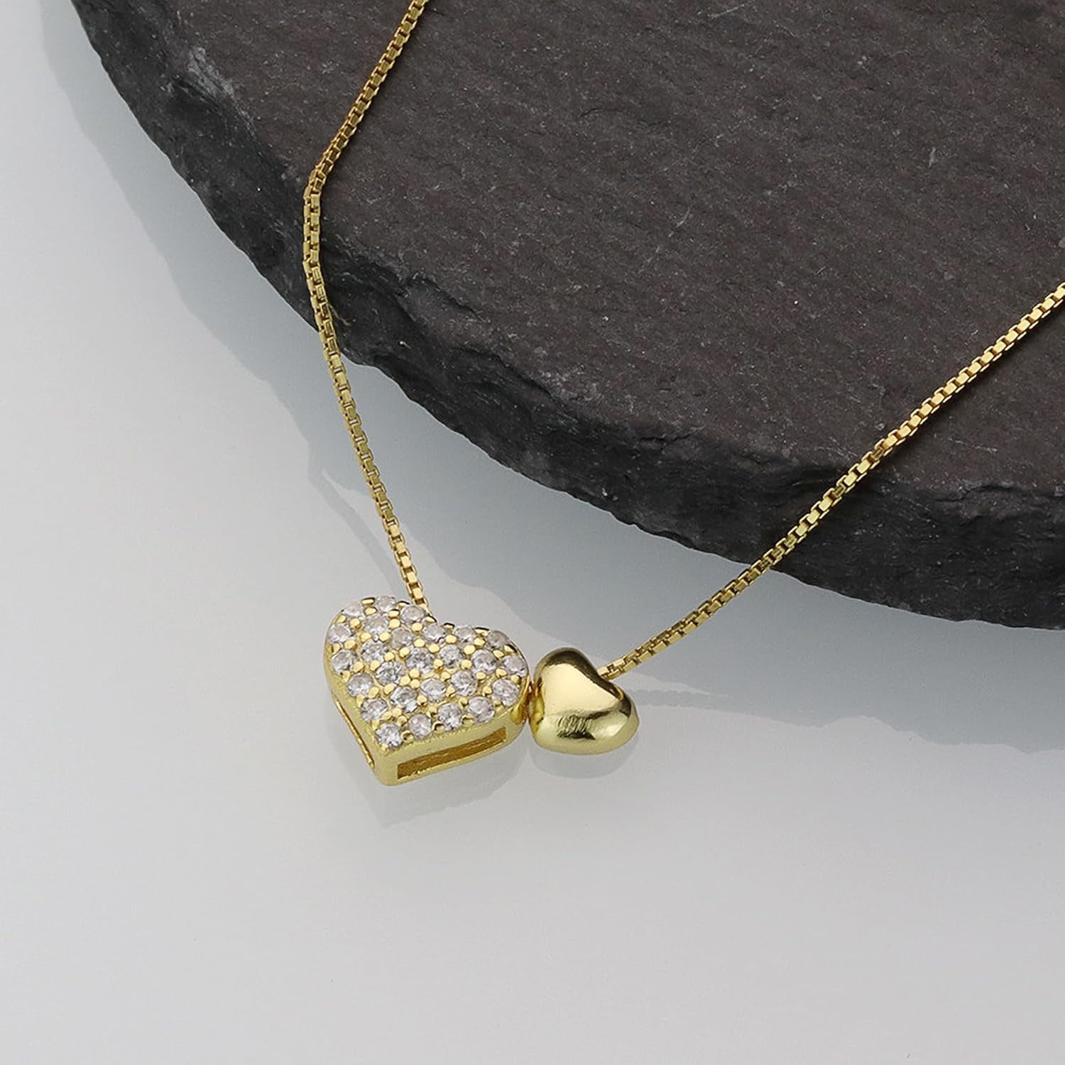 S925 Sterling Silver Heart Necklace for Women Dainty 14k Gold Plated CZ Love Heart Pendant Choker Necklaces Trendy Heart Chain Jewelry Birthday Teacher 2024 Graduation Gifts for Her Daughter