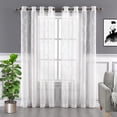 thumbnail image 6 of Haperlare 52"W x 95"L White Sheer Curtains Water Ripple Embroidered Faux Linen Light Filtering Drapes for Living Room Bedroom, 2 Panels, 6 of 8