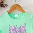 thumbnail image 5 of ITSAME Girls Outfit 2-Piece, Round Neck Bow Printed Top and Casual Pants Summer Casual Fashion Set for Kids Green Size 4-5T, 5 of 5