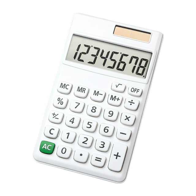Tignapoo KK-320 Dual Power Solar Calculator with 8-Digit Display, Concave Buttons, and AG10 Battery in White, Pink, or Sky Blue