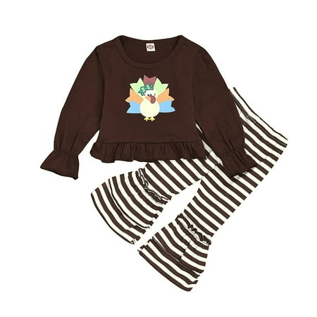 

KI-8jcuD Toddler Boutique Clothes Thanksgiving Toddler Kids Baby Girls Long Ruffled Sleeve Cute Cartoon Blouse Tops Striped Bell Bottomed Pant Trousers Outfit Set Clothes 2Pcs Baby Christmas Headban