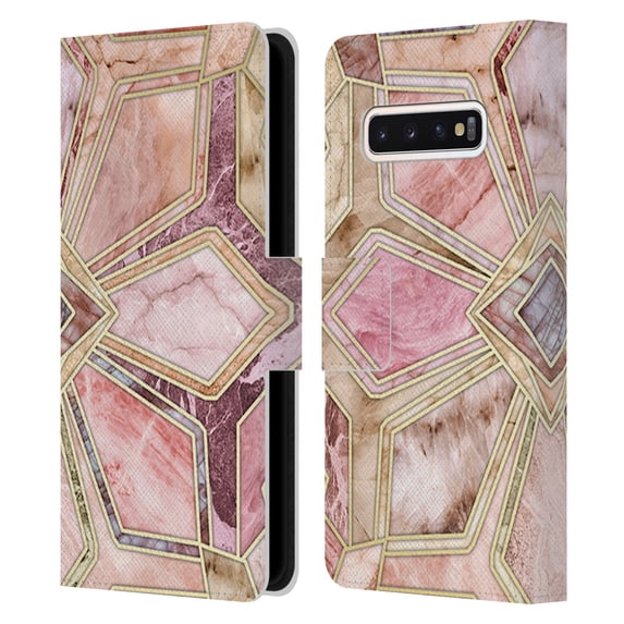 Head Case Designs Officially Licensed Micklyn Le Feuvre Marble Patterns Gilded Stone Tiles Leather Book Wallet Case Cover Compatible with Samsung Galaxy S10