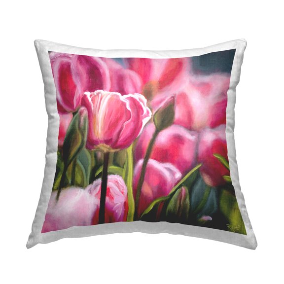 Stupell Industries Pink Tulips Garden Decorative Printed Throw Pillow Design by Raquel Roth.