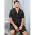 thumbnail image 2 of LONXU Men's Pajamas Short Sleeve Silk Satin Luxury Drawstring Nightwear Sets S - XXXXL, 2 of 7
